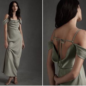 BHLDN Ira Satin Charmeuse Dress Green